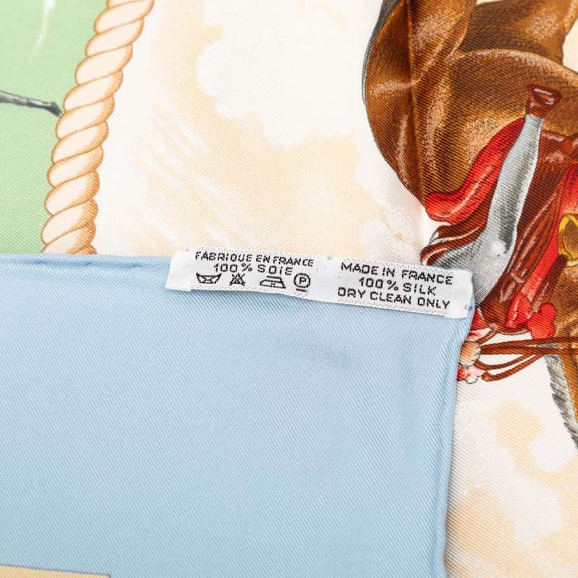 Hermès Auteuil En Mai Silk Scarf 90 Blue Silk Good condition - Model View