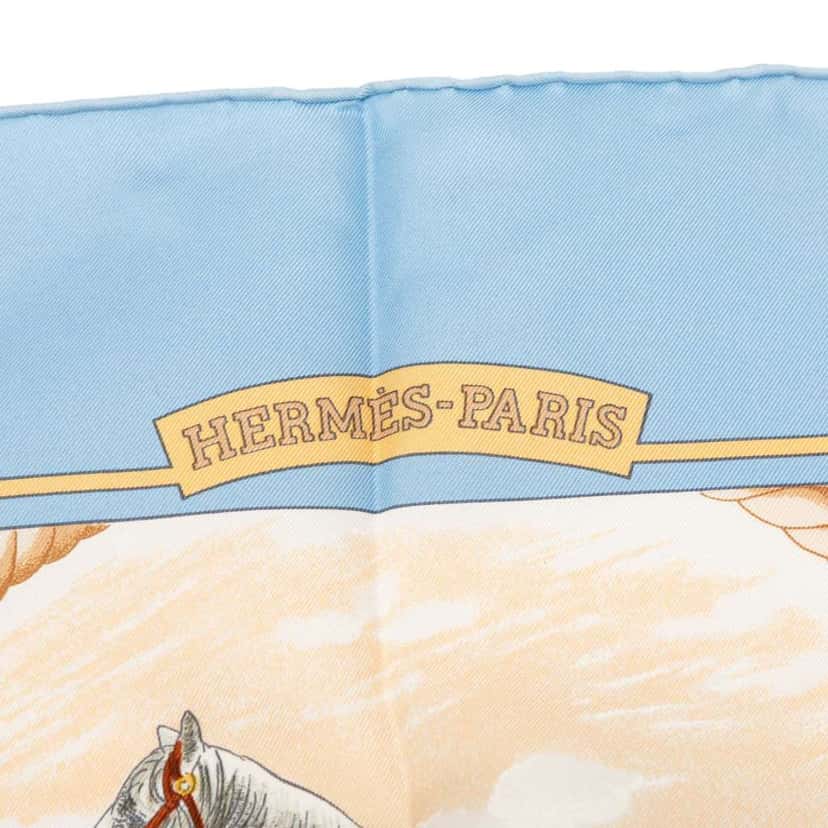 Hermès Auteuil En Mai Silk Scarf 90 Blue Silk Good condition - Box View