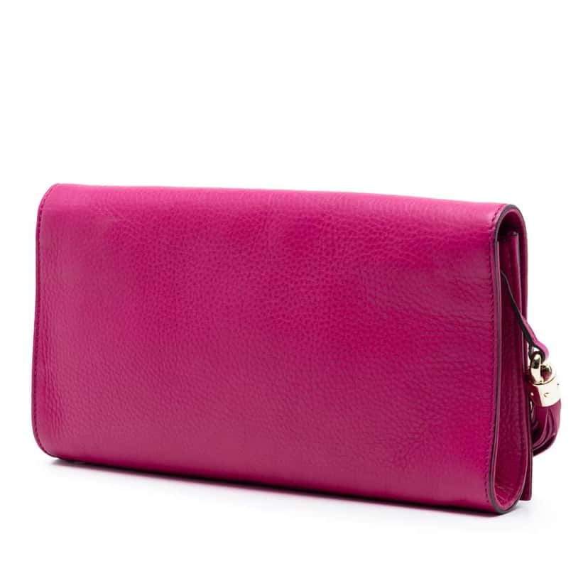 Gucci Leather Soho Disco Clutch Pink Leather Good condition - Back View