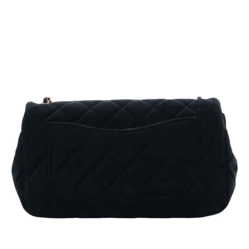 Chanel Mini Rectangular Classic Velvet Pearl Crush Single Flap Black Velvet Good condition - Back View