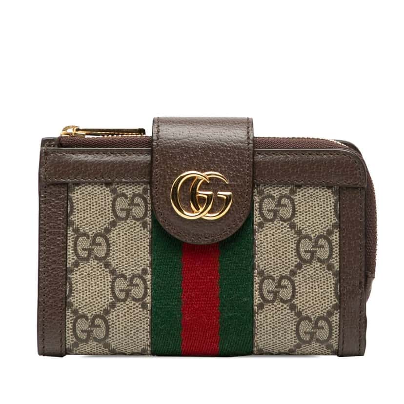 Gucci GG Supreme Web Ophidia Bifold Wallet Brown Canvas Good condition - Front View
