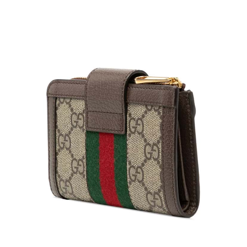 Gucci GG Supreme Web Ophidia Bifold Wallet Brown Canvas Good condition - Back View