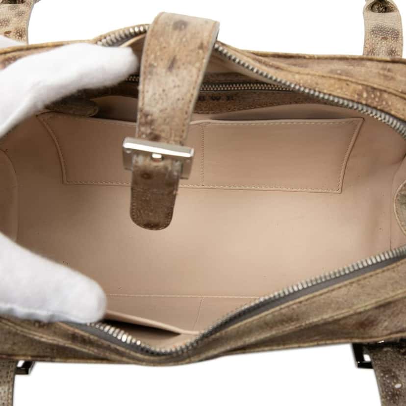 Loewe Leopard Printed Leather Senda Handbag Beige Leather Good condition - Model View