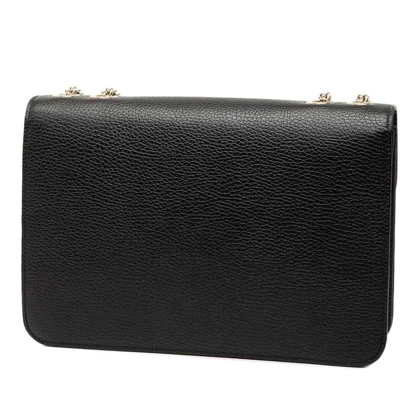 Gucci Medium Dollar Calfskin Interlocking G Crossbody Black Leather Good condition - Back View