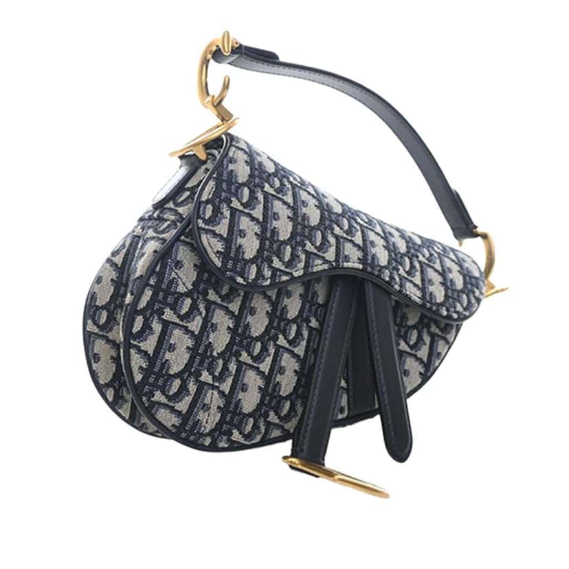 Dior Mini Oblique Canvas Saddle Bag Blue Canvas Good condition - Inside View