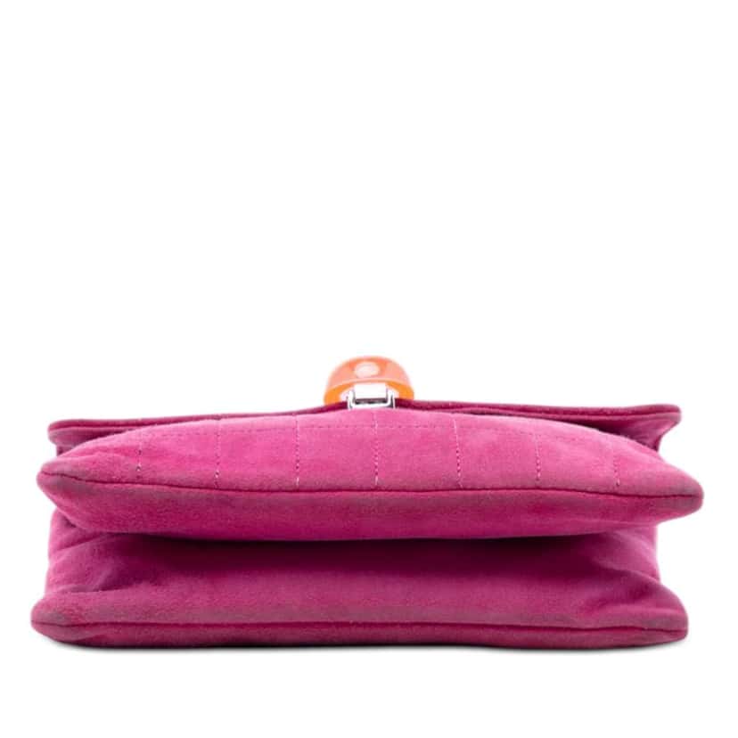 Chanel CC Choco Bar Suede Beaded Chain Flap Pink Leather Good condition - Inside View