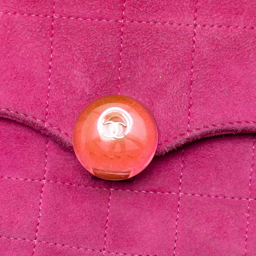 Chanel CC Choco Bar Suede Beaded Chain Flap Pink Leather Good condition - Box View