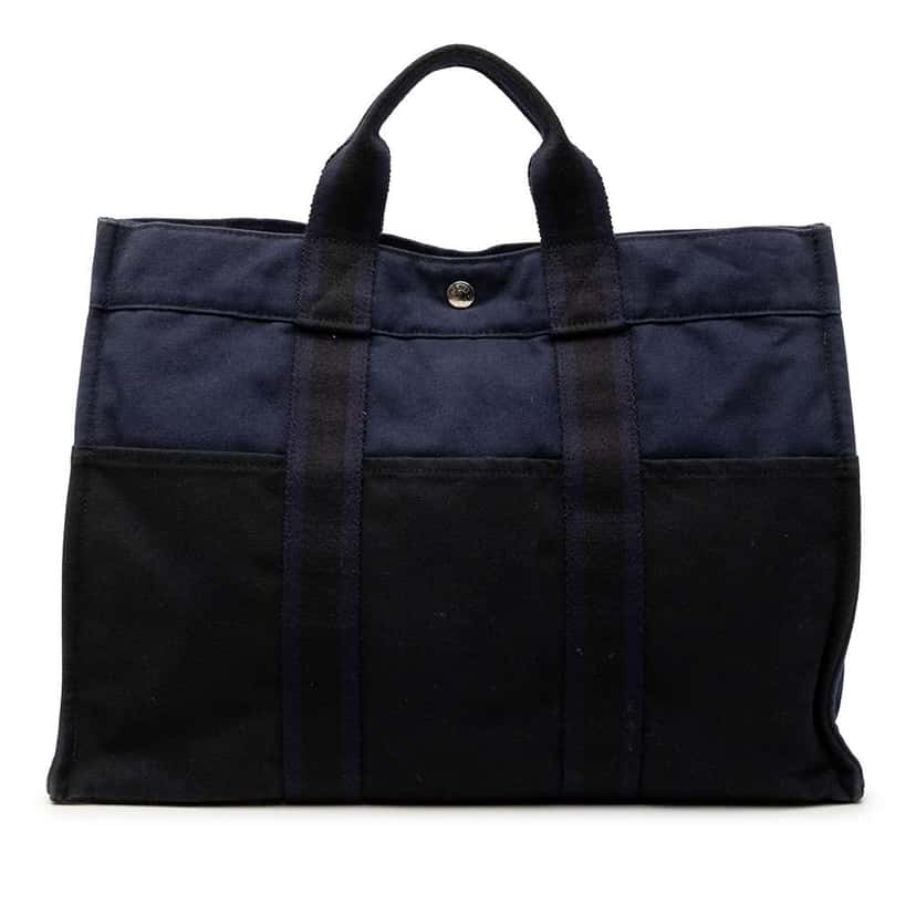 Hermès Bicolor Canvas Fourre Tout MM Black Canvas Good condition - Front View