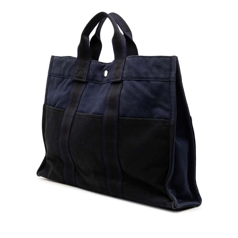 Hermès Bicolor Canvas Fourre Tout MM Black Canvas Good condition - Back View