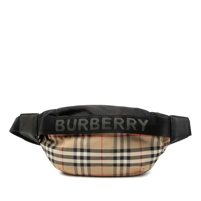 Burberry House Check Nylon Sonny Belt Bag Beige Good condition - Front View