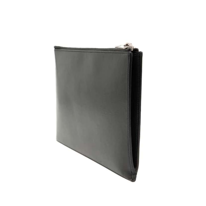 Saint Laurent Leather Multi Patch Zip Pouch Black Leather Good condition - Back View