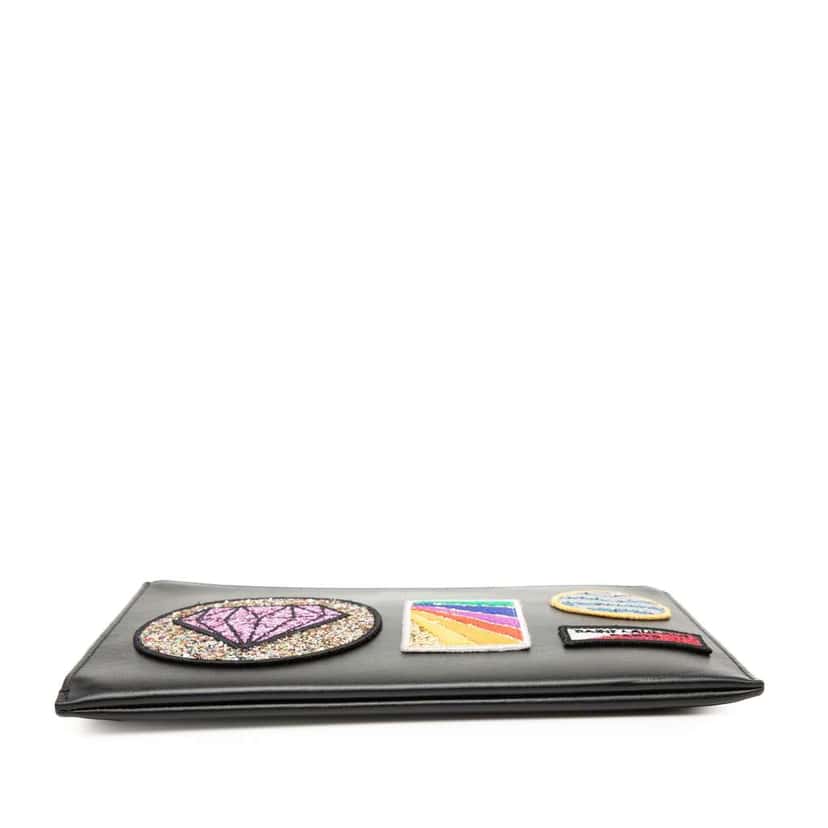 Saint Laurent Leather Multi Patch Zip Pouch Black Leather Good condition - Inside View