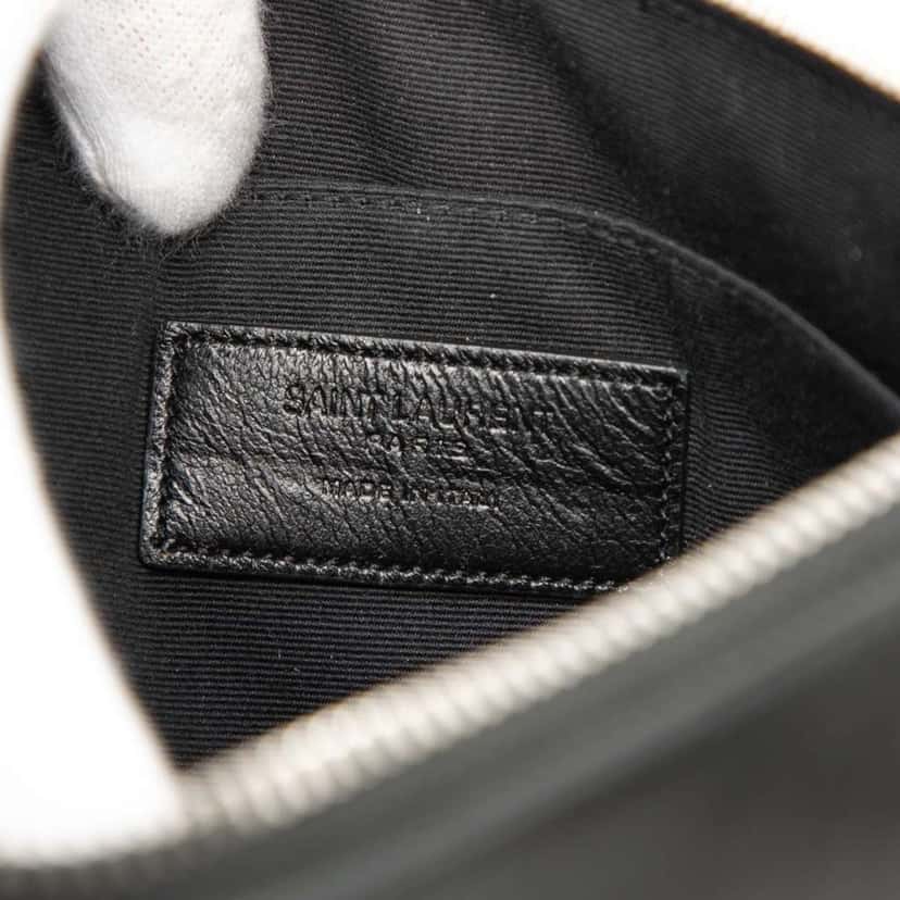 Saint Laurent Leather Multi Patch Zip Pouch Black Leather Good condition - Box View