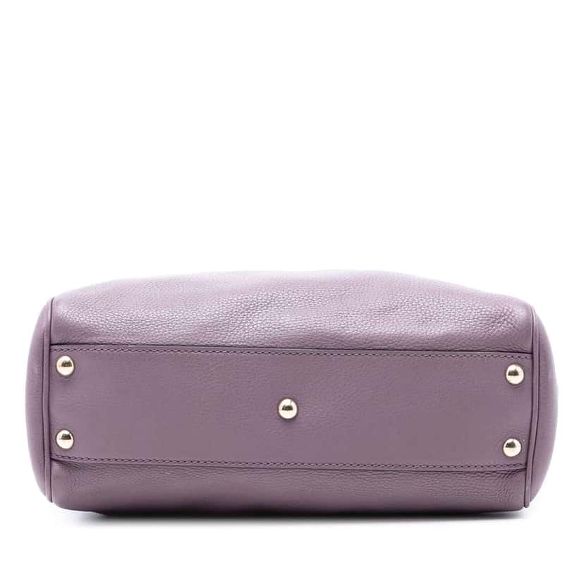 Gucci Small Calfskin Bamboo Shopper Satchel Purple Leather Good condition - Inside View