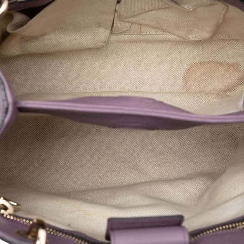 Gucci Small Calfskin Bamboo Shopper Satchel Purple Leather Good condition - Model View