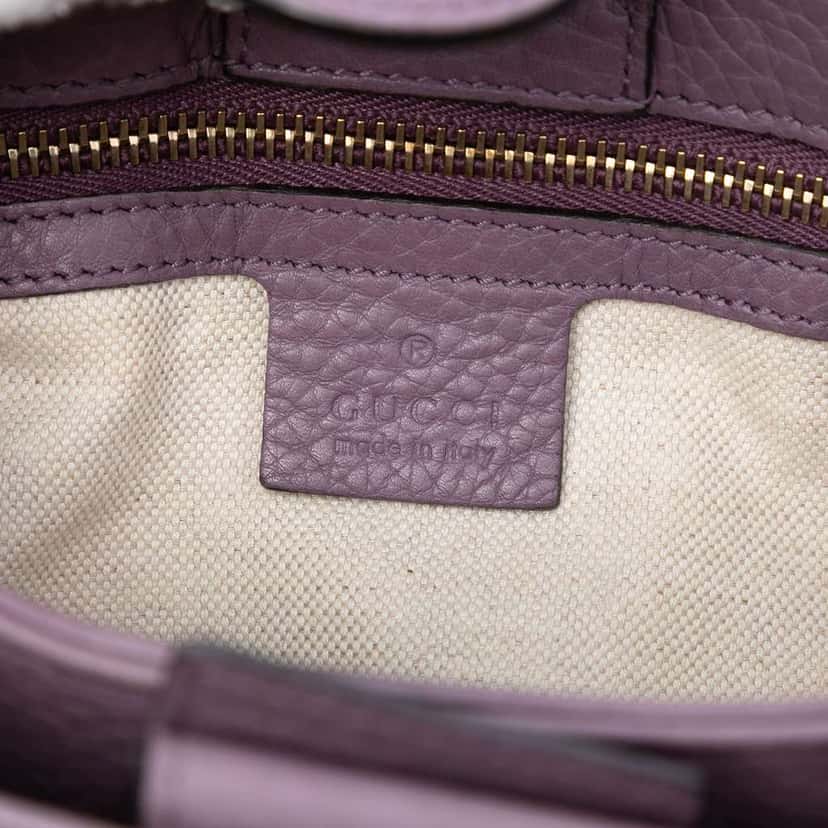 Gucci Small Calfskin Bamboo Shopper Satchel Purple Leather Good condition - Box View