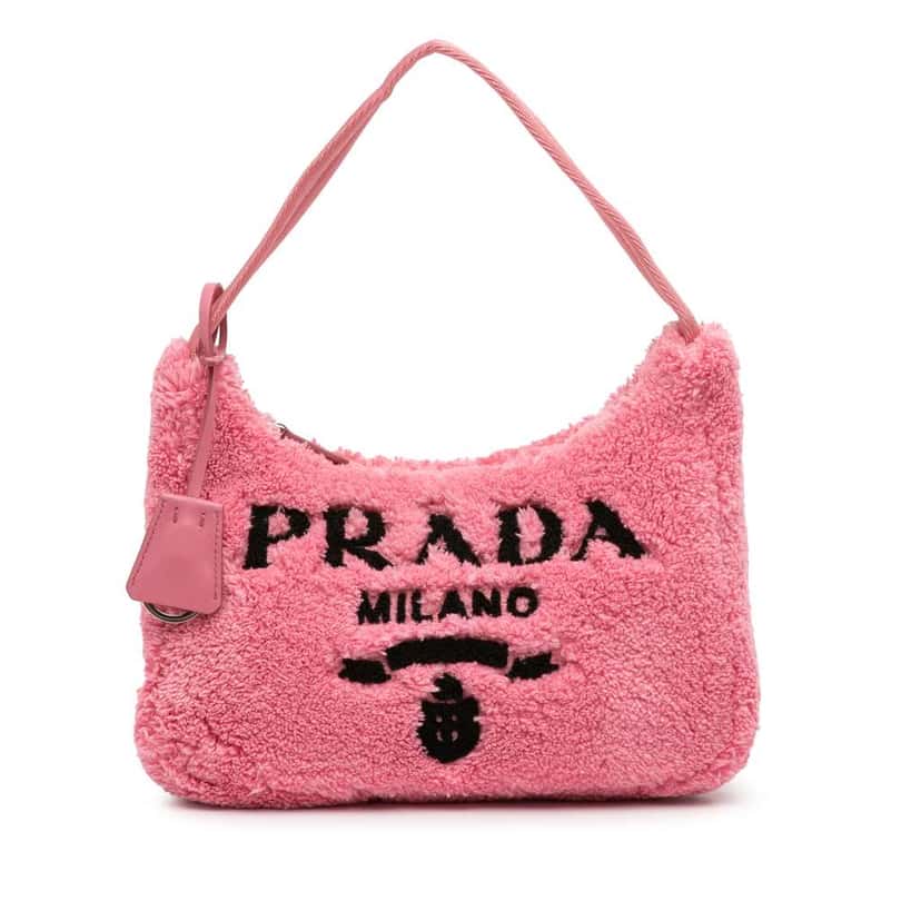 Prada Mini Terry Re Edition 2000 Shoulder Bag Pink Cotton Good condition - Front View