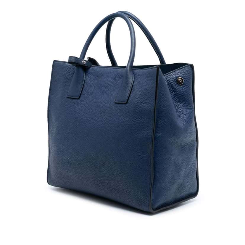 Prada Vitello Daino Open Convertible Tote Blue Leather Good condition - Back View