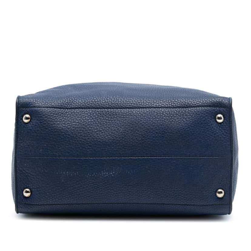 Prada Vitello Daino Open Convertible Tote Blue Leather Good condition - Inside View