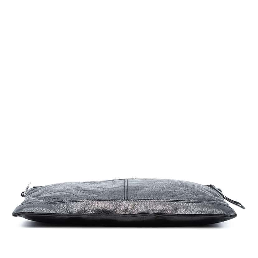 Balenciaga Lambskin Motocross Classic Clip L Clutch Black Leather Good condition - Inside View