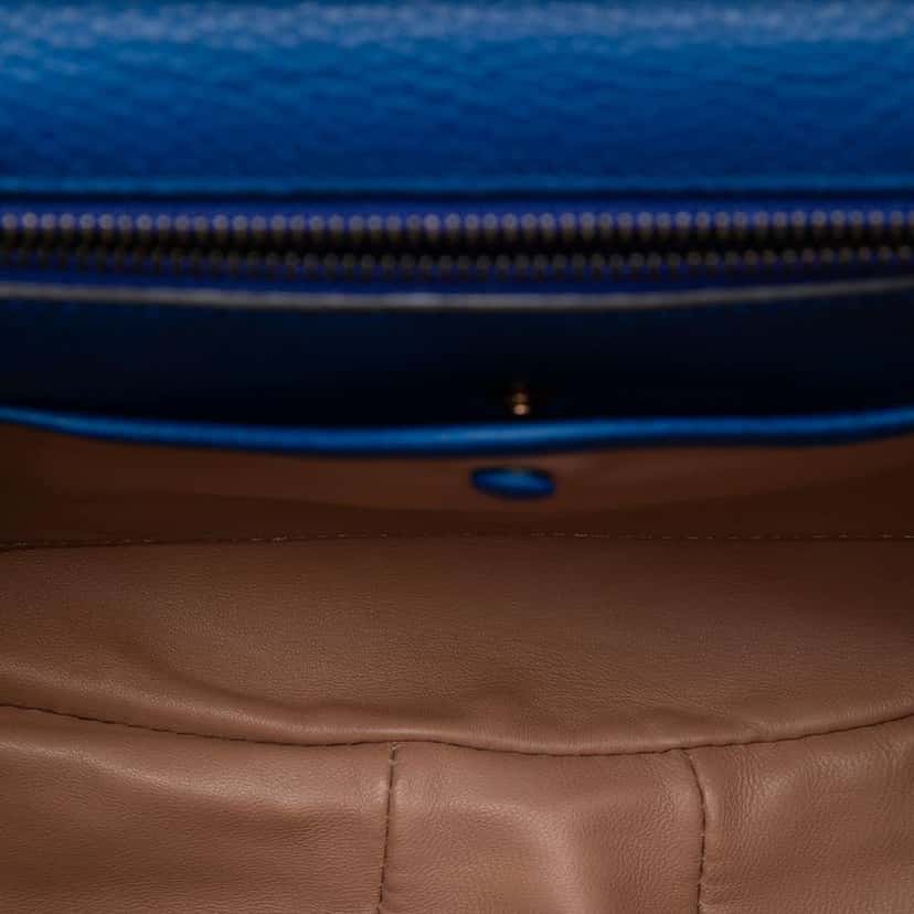 Gucci Medium Suede Bamboo Nouveau Fringe Crossbody Blue Leather Very good condition - Model View