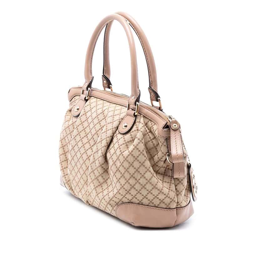 Gucci Diamante Canvas Sukey Satchel Beige Canvas Very good condition - Back View