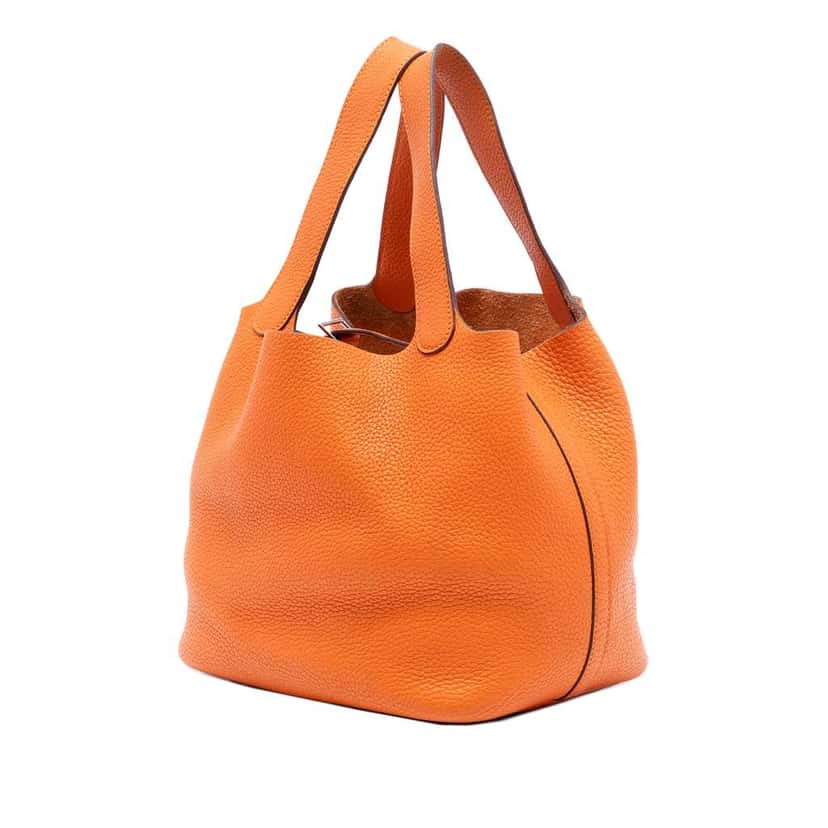 Hermès Clemence Picotin Lock 22 Orange Leather Very good condition - Back View