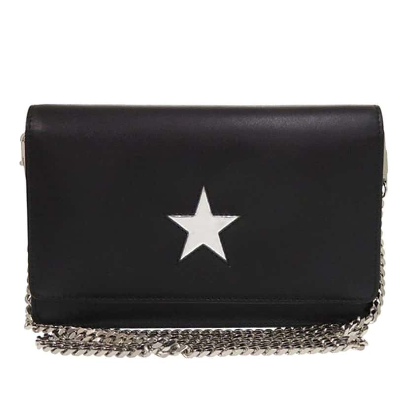 Givenchy Leather Pandora Star Wallet on Chain Black Leather Very good condition - Front View
