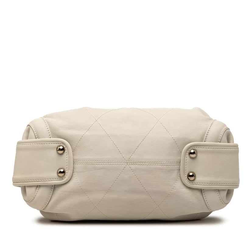 Chanel CC Calfskin Wild Stitch Bowling Bag White Leather Very good condition - Inside View