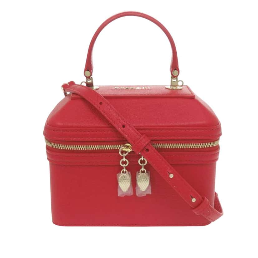 Bvlgari Leather Serpenti Forever Vanity Bag Red Leather Very good condition - Front View
