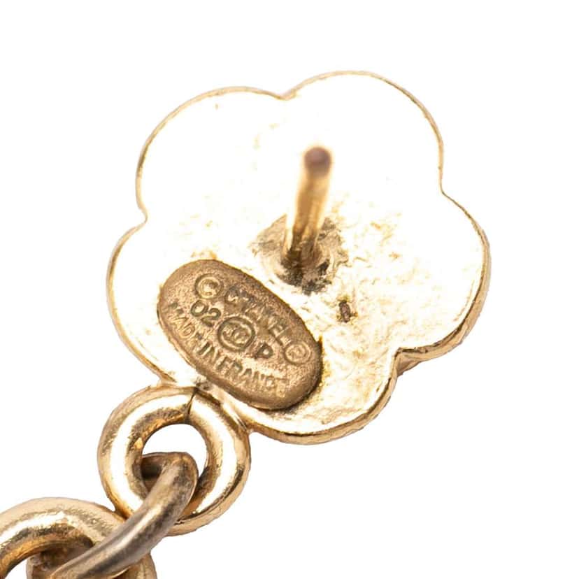 Chanel CC Gold Plated Heart Dangling Push Back Earrings Gold Metal Good condition - Inside View