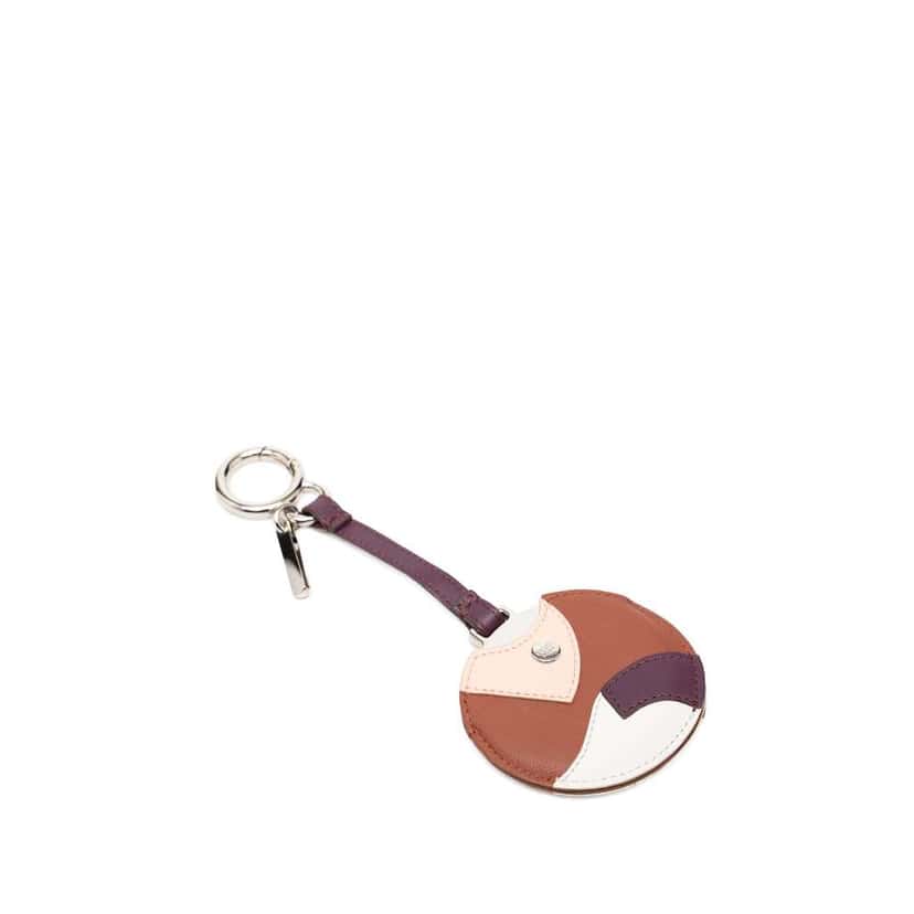 Fendi Silver Plated and Calfskin Compact Mirror Bag Charm Silver Metal Good condition - Back View