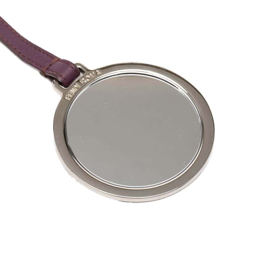 Fendi Silver Plated and Calfskin Compact Mirror Bag Charm Silver Metal Good condition - Box View
