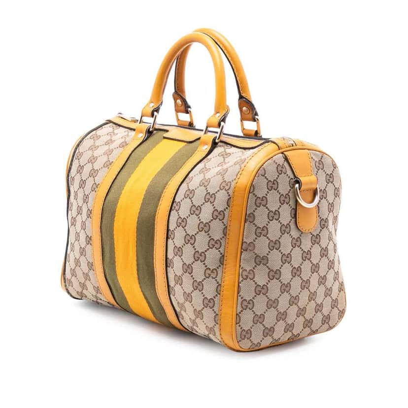 Gucci Medium GG Canvas Web Joy Boston Bag Beige Good condition - Back View