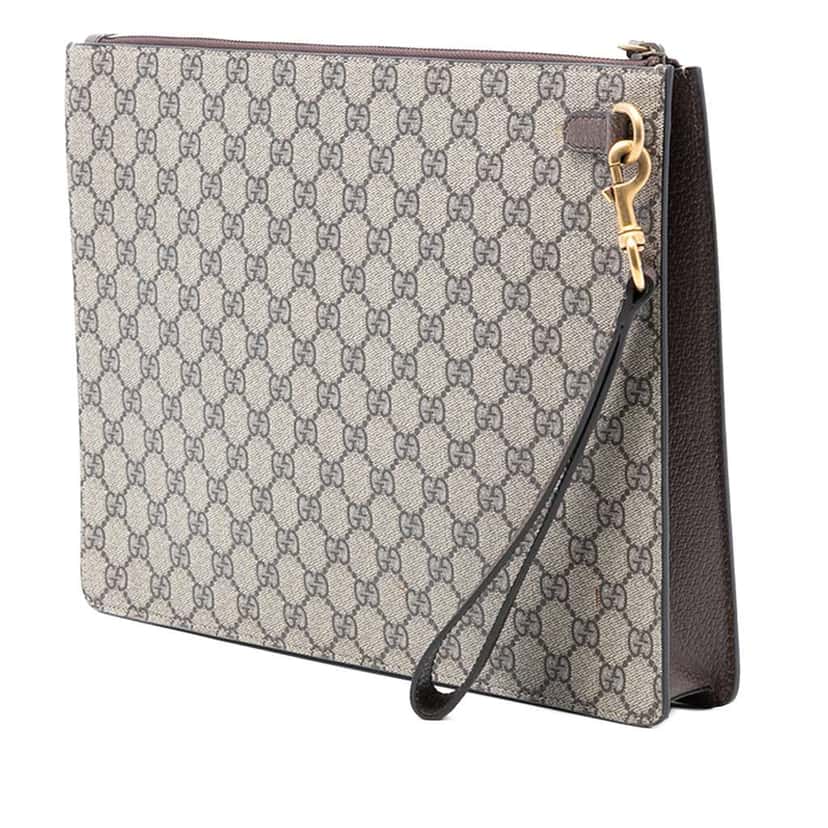 Gucci GG Supreme Web Butterfly Clutch Beige Good condition - Back View