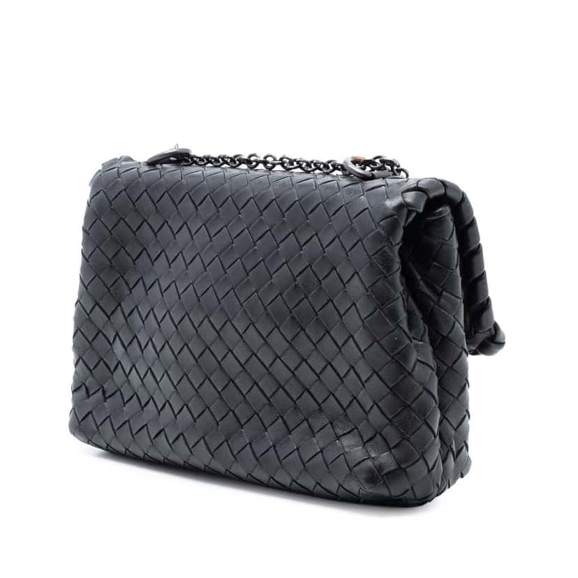 Bottega Veneta Baby Nappa Intrecciato Olimpia Crossbody Black Leather Good condition - Back View