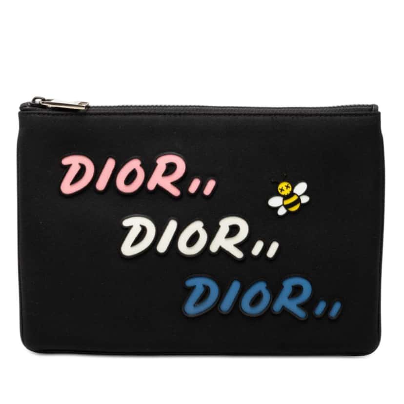 Dior Kaws Bee Nylon Pouch Black Good condition - Front View