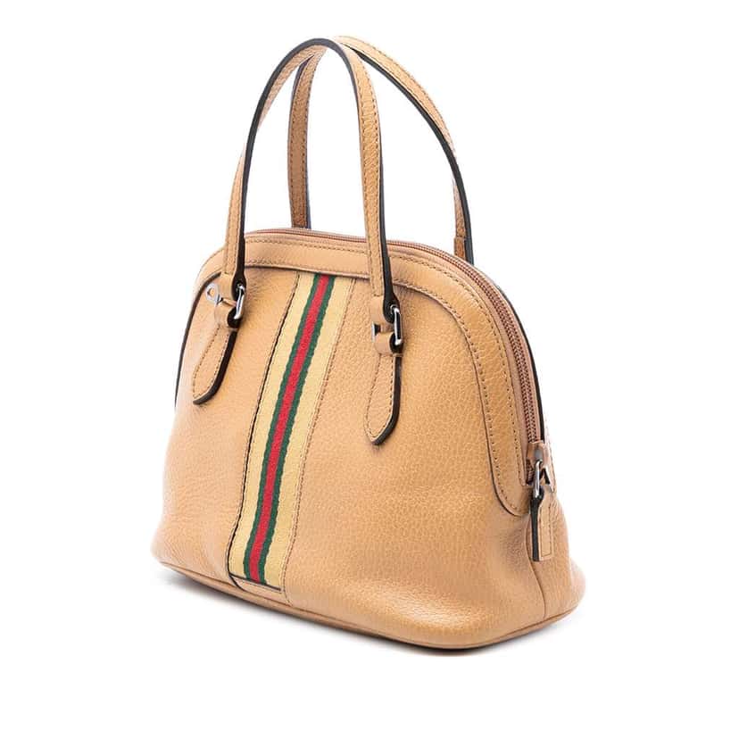 Gucci Mini Leather Web Dome Satchel Brown Leather Good condition - Back View