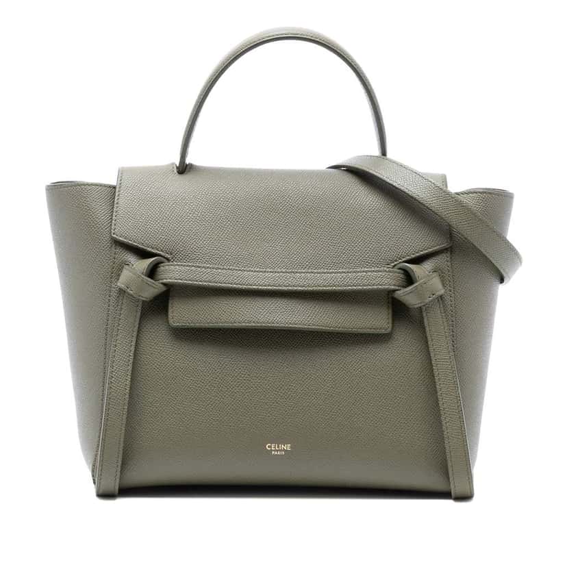 Celine Micro Grained Calfskin Belt Bag Green Leather Good condition - Front View