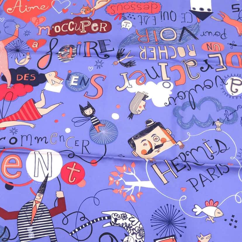 Hermès Les Confessions Silk Scarf 90 Purple Silk Good condition - Back View