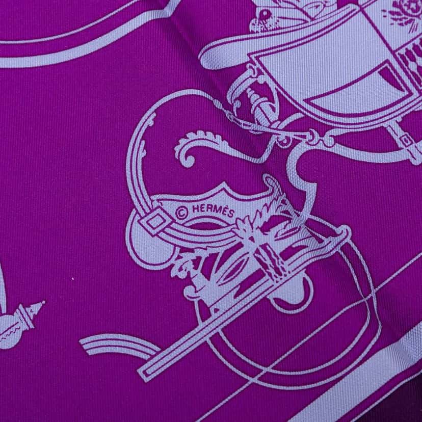 Hermès Ex-Libris Silk Scarf Purple Silk Good condition - Back View