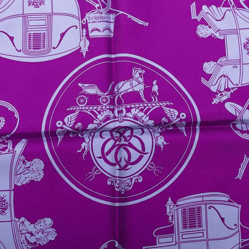 Hermès Ex-Libris Silk Scarf Purple Silk Good condition - Inside View