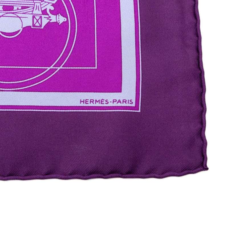 Hermès Ex-Libris Silk Scarf Purple Silk Good condition - Box View