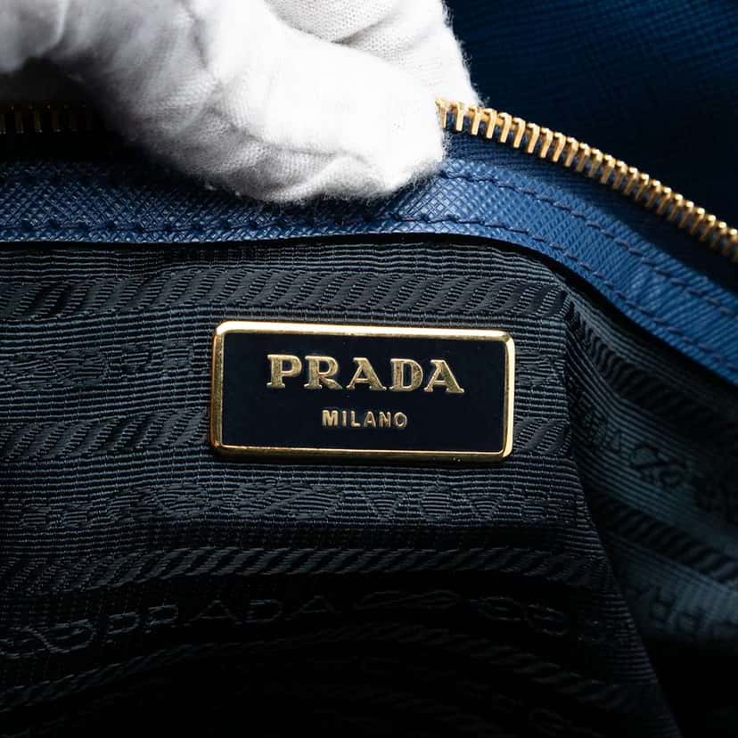 Prada Large Saffiano Lux Galleria Tote Blue Leather Good condition - Box View