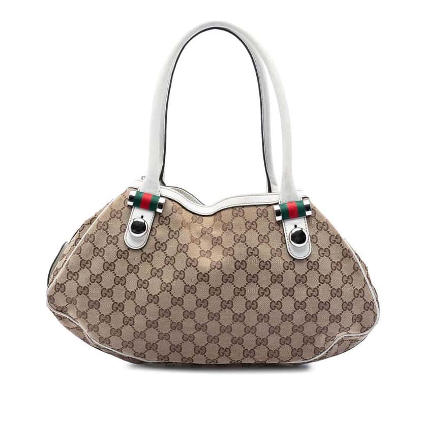 Gucci GG Canvas Web Match Ball Tote Beige Good condition - Front View