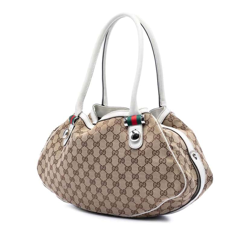 Gucci GG Canvas Web Match Ball Tote Beige Good condition - Back View