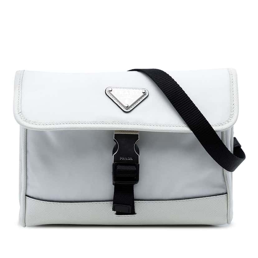 Prada Saffiano Trimmed Re Nylon Smartphone Case White Good condition - Front View