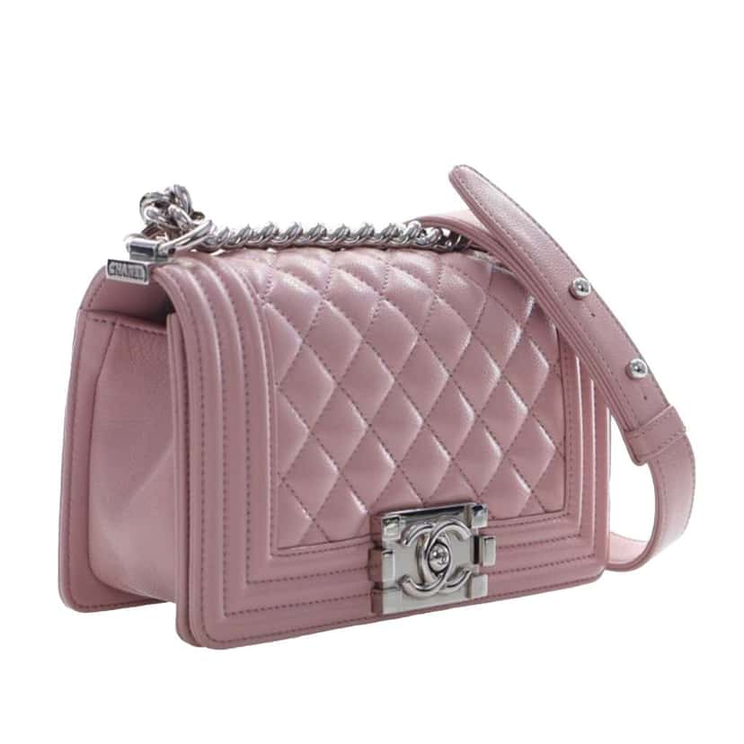 Chanel Small Quilted Caviar Boy Flap Pink Leather Good condition - Back View
