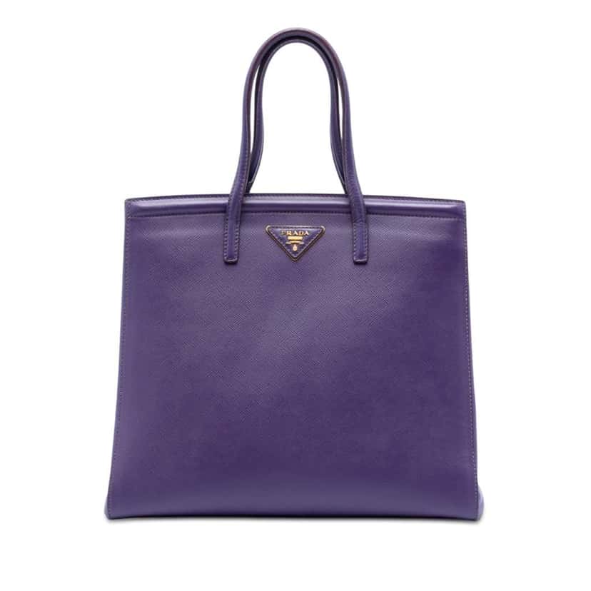 Prada Saffiano Lux Parabole Satchel Purple Leather Good condition - Front View