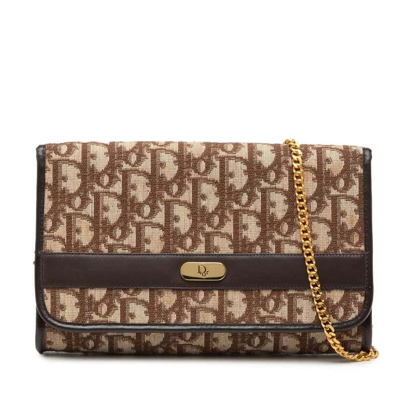 Dior Diorissimo Trotter Canvas Chain Shoulder Bag Brown Canvas Good condition - Front View